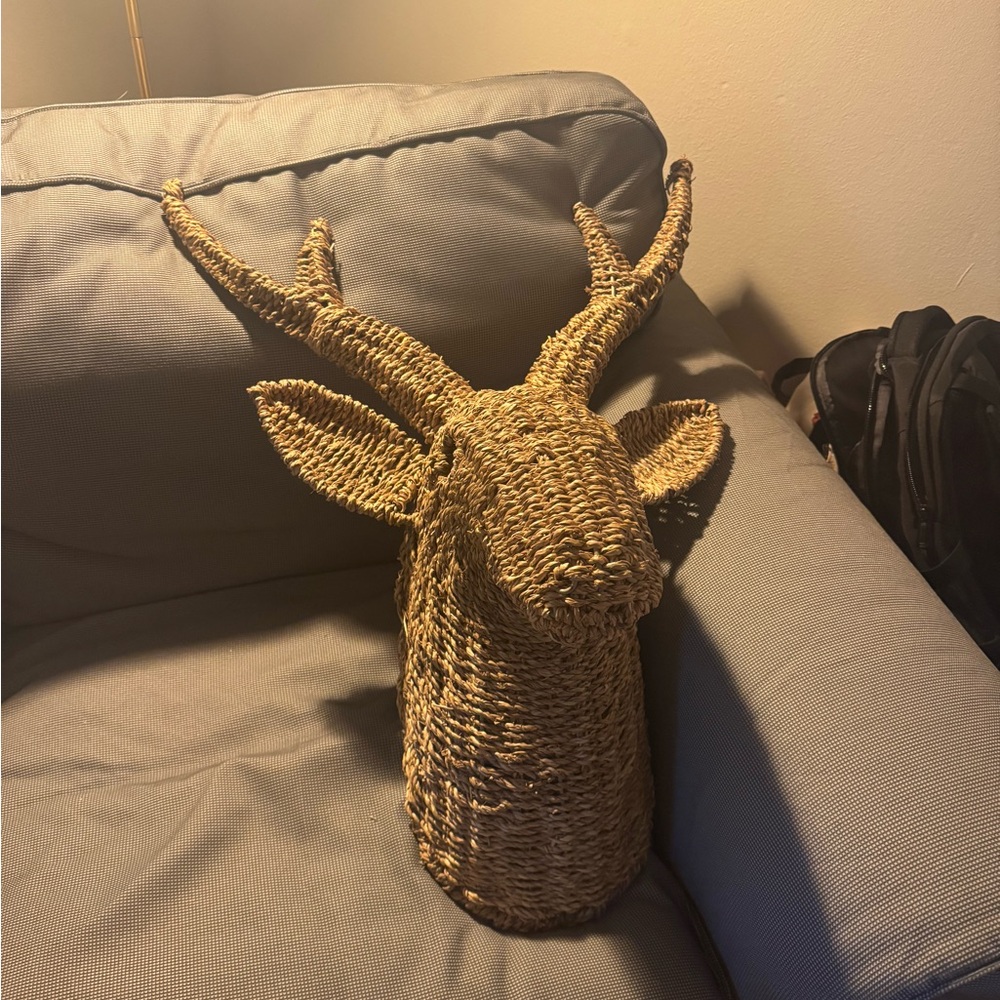 Woven Deer Head Wall Decor